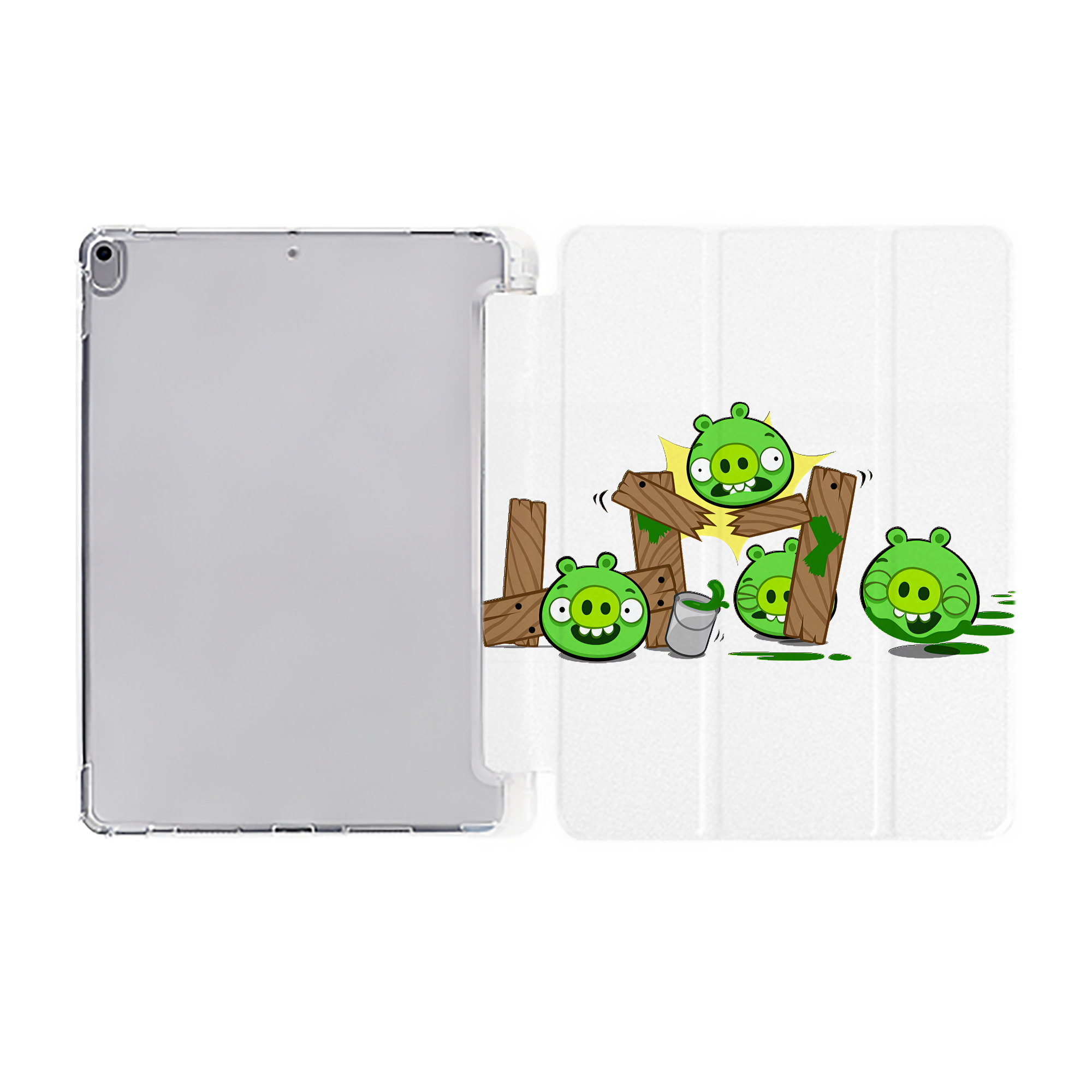 （画像用） Angry Birds アングリーバード IPad ケース ペン収納付き 三つ折りスタンド PUレザー×シリコン 対応機種9.5/10.5/10.9インチ